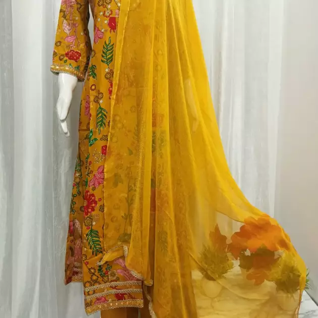 Mustard Yellow Rayon Cotton Kurti with Dupatta | Trendstox Women’s Ethnic Wear