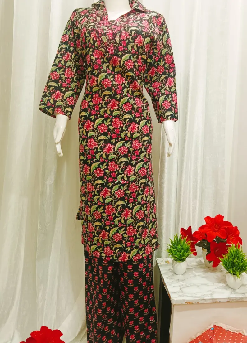 Stylish Handwork A-Line Kurti Set with Palazzo | Trendstox Women’s Ethnic Wear - Image 2