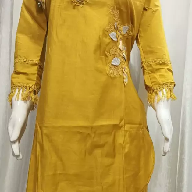 Mustard Vatican Soft Embroidered Co-ord Set for Women | Trendstox