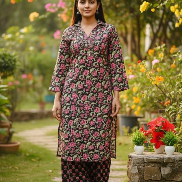Stylish Handwork A-Line Kurti Set with Palazzo | Trendstox Women’s Ethnic Wear